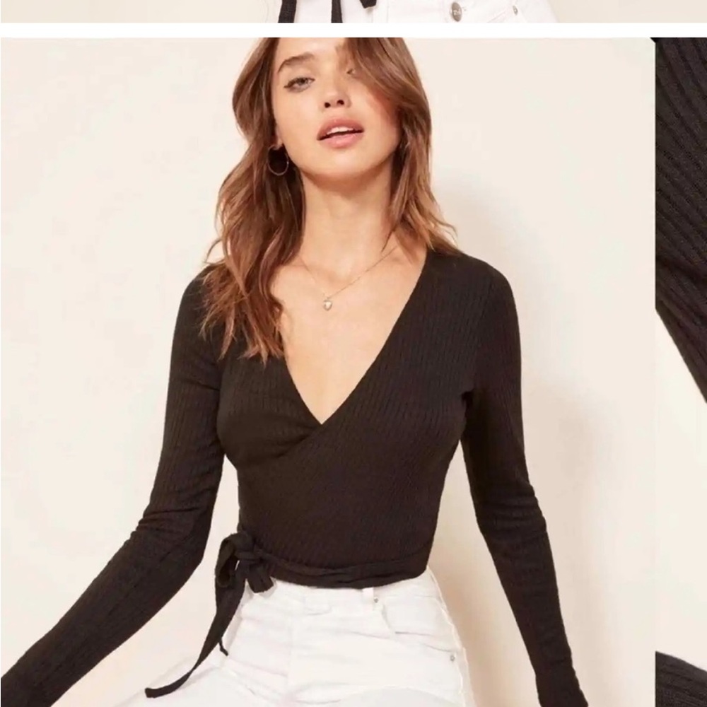 Reformation black wrap top size M